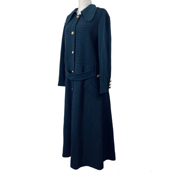 Vintage Palio Wool Maxi Dress Black Long Sleeve Coat - Picture 7 of 9